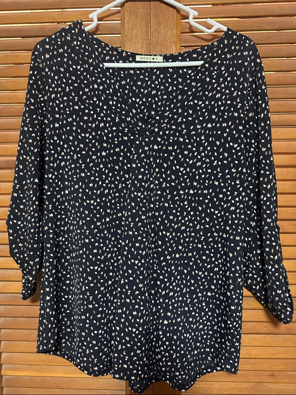 Beacon Black Blouse with Cream Dot Pattern